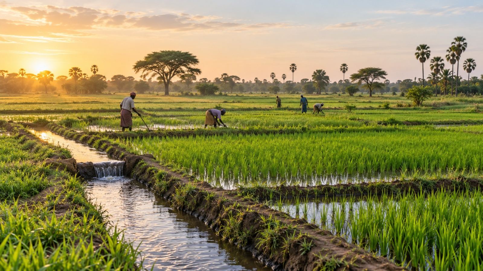 Illustrative rice fields inspired by Jowhar, Somalia